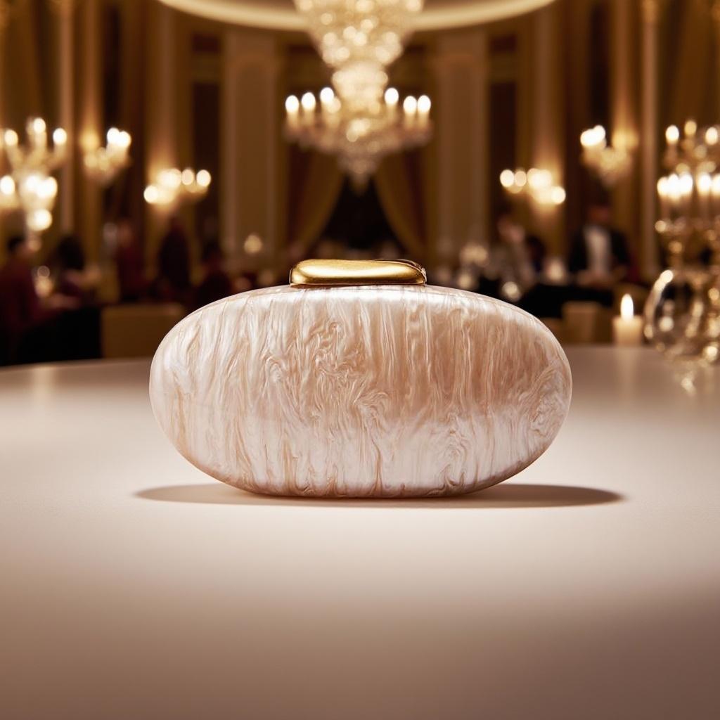 2025女士欧美新款单肩斜跨包异型贝壳亚克力包时尚婚礼晚宴手拿包